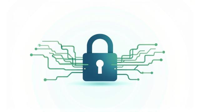 Encryption lock icon with data streams