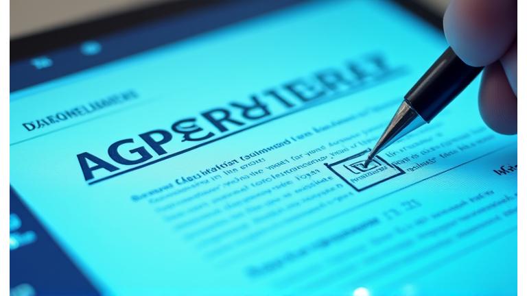 Digital agreement with checkmark, symbolizing acceptance of terms